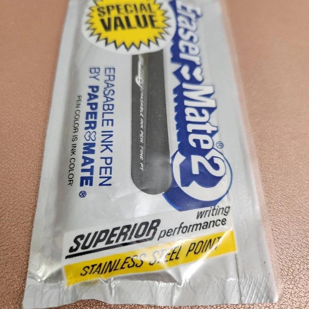 3 Pack Sealed 1983 Vintage Gillette Paper Mate Pens Eraser Mate 2 Black Ink USA